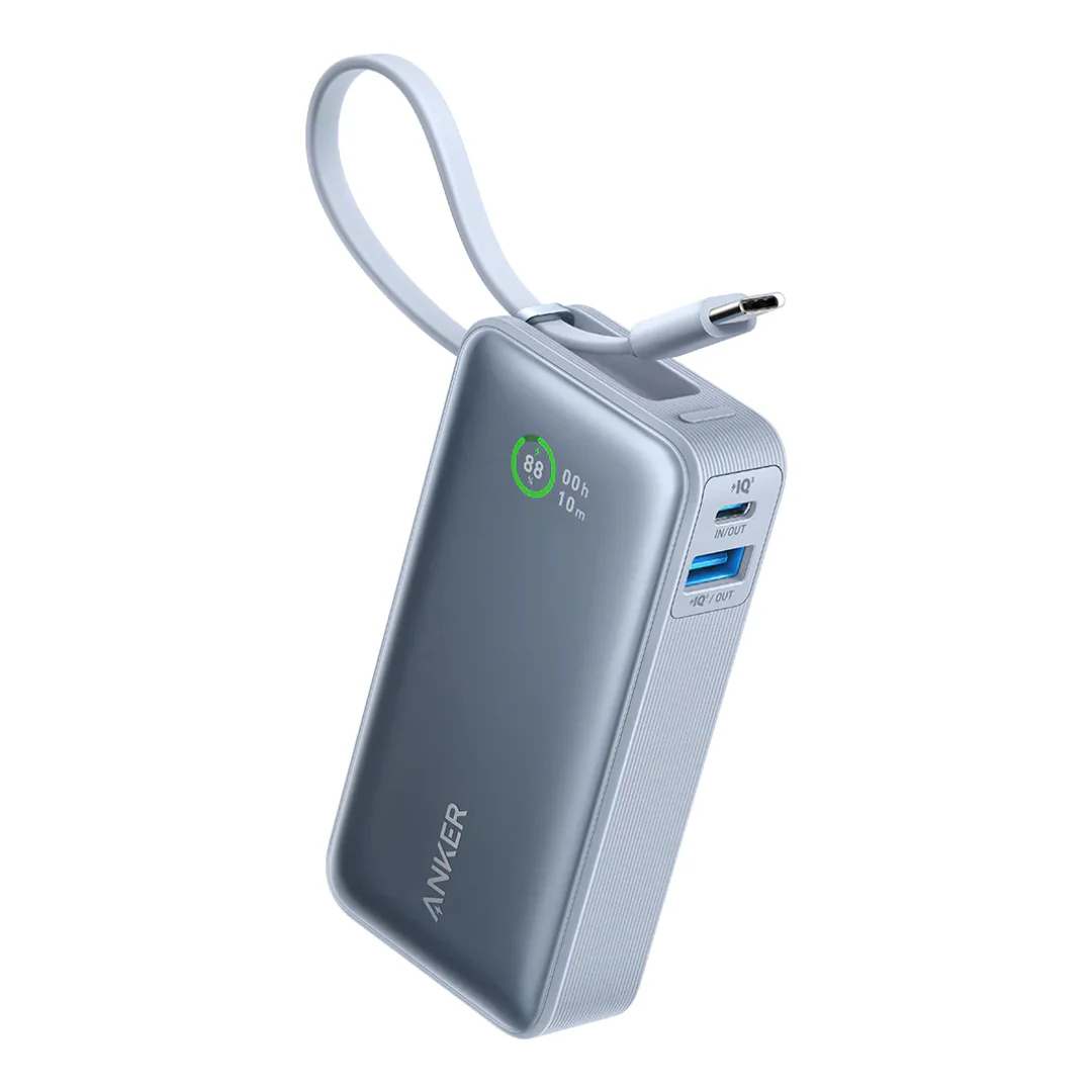 Stock promotionAnker Nano Power Bank 30W 10,000mah Built In USB C Cable - Blue | A1259H31