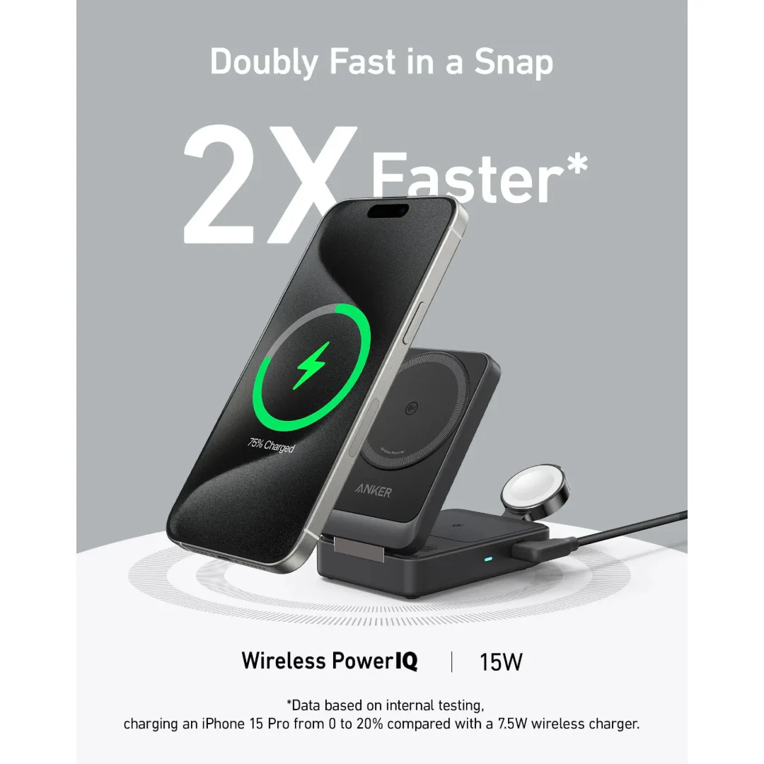 Stock promotionAnker MagGo Wireless Charging Station 15W Foldable 3 in 1- White | B2557222